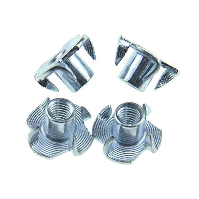 M5 X 8mm T Nut 4 Prong Tee Blind Nuts Threaded Insert Clean Threads No Rust Carbon Steel Zinc Plated for Wood Rock Climbing Wall Holds Plywood Furniture Particle Board CNC Router 60 Pack M5-8(60Pack)