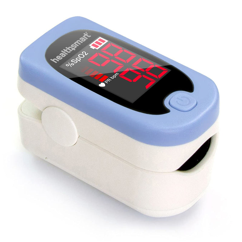 HealthSmart Pulse Oximeter for Fingertip, Displays Blood Oxygen Saturation & Pulse Rate, Accurate & Reliable, Batteries & Lanyard Included Red OLED ONE SIZE