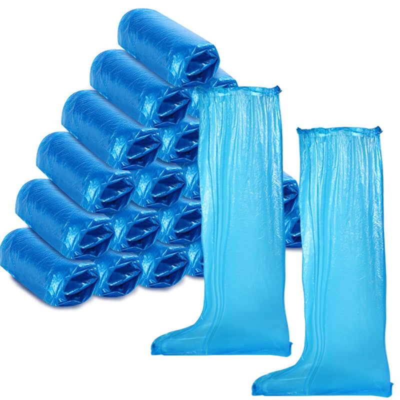SATINIOR 70 Pcs Disposable Boot Covers Plastic Long Waterproof Shoes Cover Over The Knee for Men Women 20
