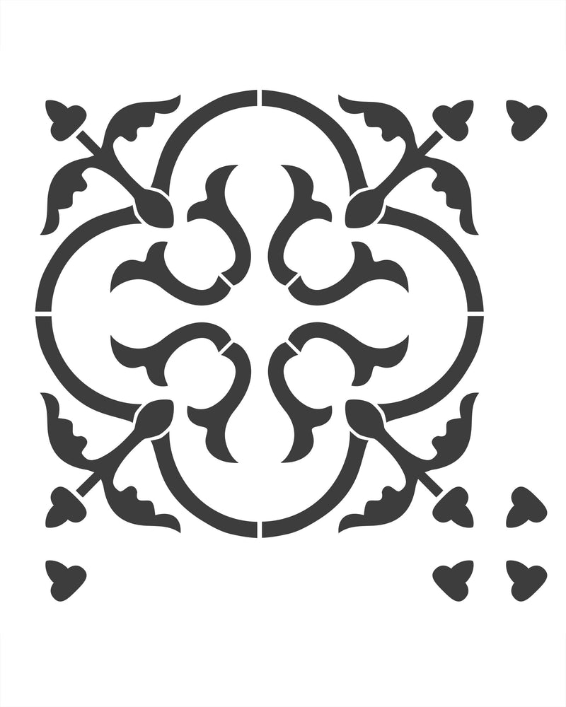 Scandinavian Tile Floor Stencil - Repositionable for 16x16 in Tile, Floor Stencils for Painting, Concrete Stencils for Patio, Large Size
