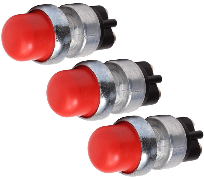 Fastronix 3 Pack Heavy Duty Push Button Momentary Start Switch Red Neoprene Cap