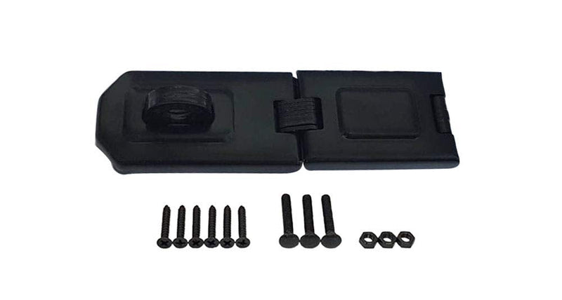 QCAA Extra Heavy Duty Concealed Safety Hasp, Flexible Link, with Hardened Staple, 6-1/4" Single Flexible, Black Coated, 1 Pack 6-1/4"
