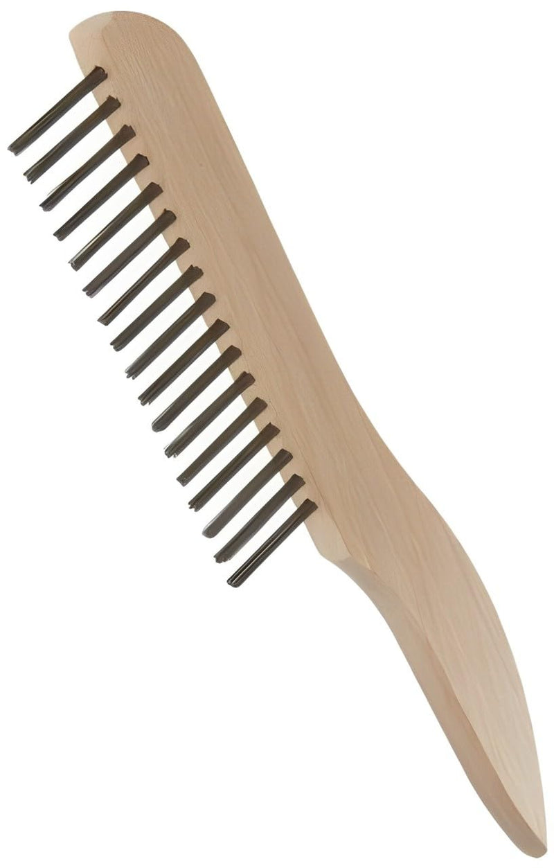 Weiler 44100 0.012" Wire Size, 5" Brush Length, 10" X 3/8" Block Size, 1 X 17 No. of Rows, Steel Bristles, Hardwood Block, Shoe Handle Scratch, Made in the USA (Pack of 12) Pack of 12