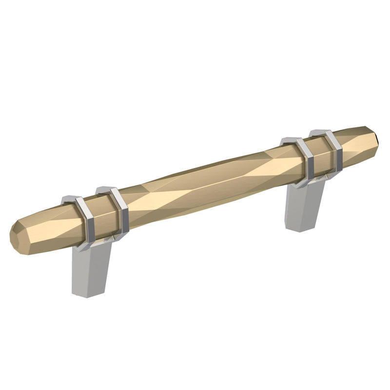 Amerock | Cabinet Pull | Golden Champagne/Polished Chrome | 3-3/4 inch (96 mm) Center-to-Center | London | 1 Pack | Drawer Pull | Drawer Handle | Cabinet Hardware