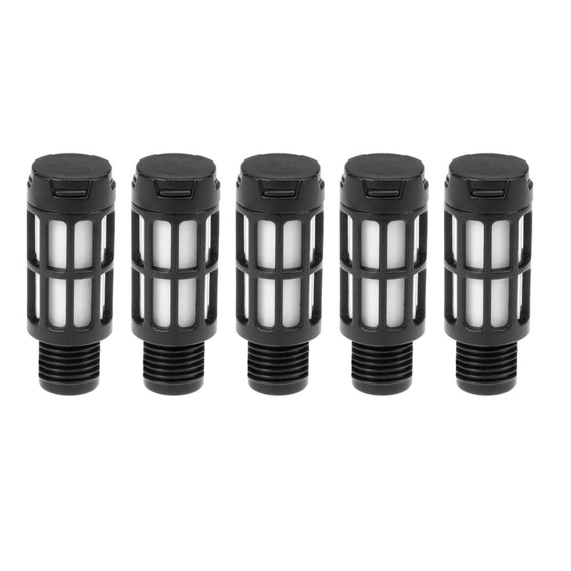 Quickun Plastic Exhaust Air Silencer, 1/4" Air Line Pneumatic Muffler Black Air Compressor Fitting (Pack of 5) 1/4" Male (5Pcs)