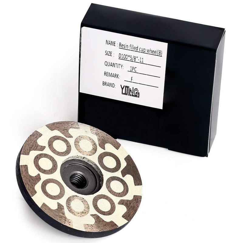 4" Diamond Cup Wheel Resin Diamond Grinding Cup Wheel Fine Grit with Thread 5/8“-11 for Grinding Stone Concrete and Tiles