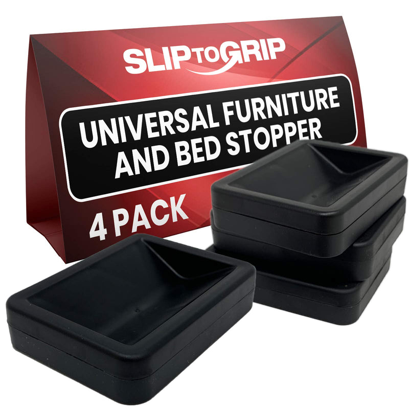 SlipToGrip Bed and Furniture Stopper - Bed Stoppers to Prevent Sliding - Bed Frame Wheel Stoppers - Bed Wheel Stopper - Wheel Stoppers for Rolling Furniture - Black (Set of 4)
