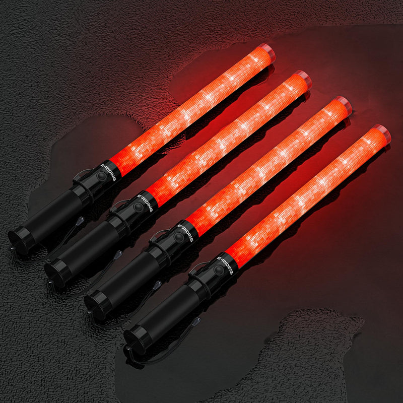 4 Pack 21 Inch Traffic Wand, Air Traffic Control Wand with 3 Flashing Modes, LED Multifunction Traffic Safety Baton for Airport, Parking, Car Directing Red 4 Pack