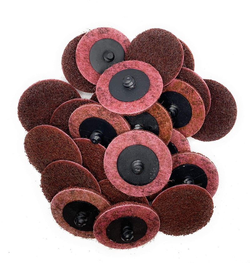 Premium SIGNI R-Type 2 inch Maroon Medium Abrasive Non Woven Nylon Surface Conditioning Disc Quick Change Disc for Rust Removal, Polishing and Finishing (25pcs) Maroon Midium