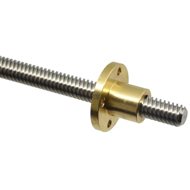 500mm T10 Tr10x8 10mm Lead Screw and Nut (2mm Pitch, 4 Starts, 8mm Lead) for 3D Printer and CNC Machine Z Axis T10x8 500mm+nut