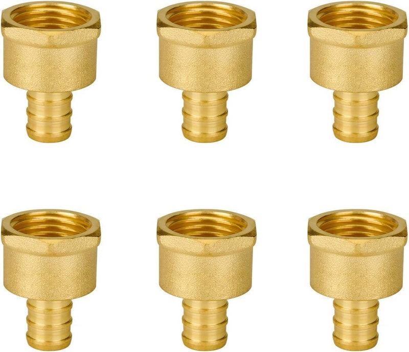 1/2" Pex Fittings, SUNGATOR 1/2 Pex Female Adapter, PEX 1/2" x 1/2" NPT Female Threaded Adapter, 1/2" Pex to 1/2" Female NPT, No Lead Brass 1/2" Pex Fittiings Set, ASTM F1807(6 Pack) 1/2 ", 6 Pack - NewNest Australia