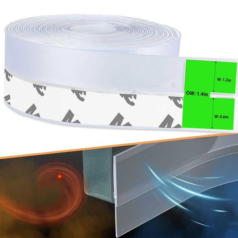 Updated Winter Weather Stripping Door Seal, Door Draft Stopper Silicone Seal Strip for House and Glass Shower Doors for Door & Windows Gaps of Collision and Side, Window Insulation for Winter 1.4 in Transparent