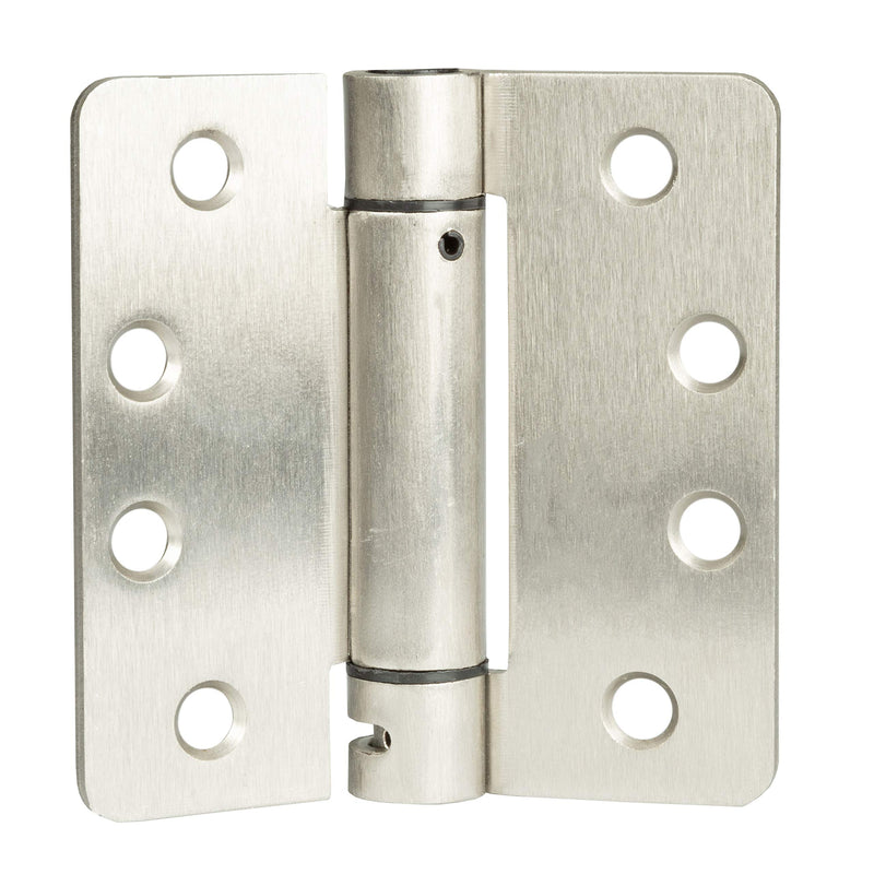 Ilyapa Self Closing Door Hinges, 2 Pack, Satin Nickel Mortise Spring Hinge - 4 x 4 Inch Interior Spring for Doors with 1/4" Radius Corners 4 x 4 Inches - 1/4" Radius
