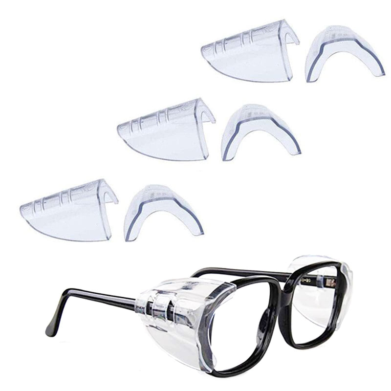 Korty 3/6/10 Pairs Eye Glasses Side Shields, Flexible Slip on Side Shields for Safety Glasses Fits Small to Medium 3 Pairs