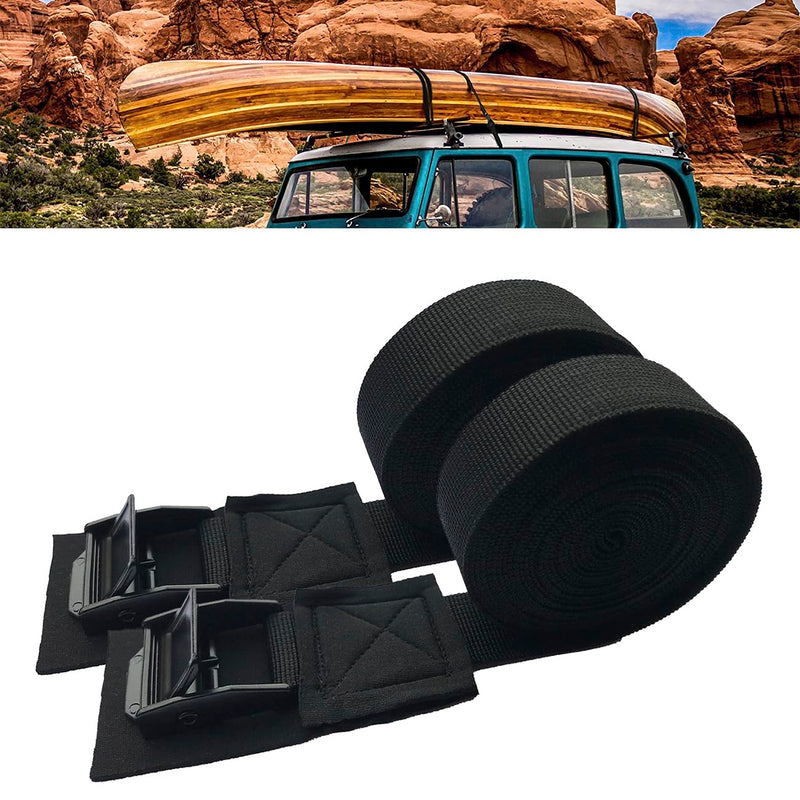 MOOCY Lashing Straps with Buckles,Adjustable Kayak Tie Down Straps Padded Cam Buckle Cargo Strap,Roof Rack Cinch Strap for Cargo, Luggage, Motorcycles, Truck, SUV, Car Roof Rack,SUP Surfboard Black 2 Pack 1"x10'