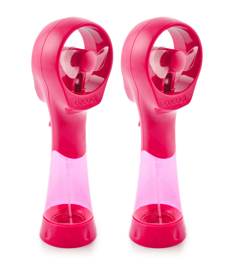 O2COOL 2 Pack Elite Battery Powered Handheld Water Misting Fans (Raspberry) Raspberry
