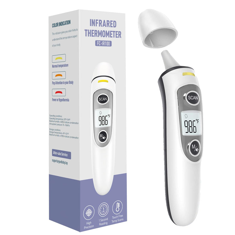 Ear Thermometer for Adults and Kids, Digital Accurate Ear and Forehead Thermometer with Fever Alarm, 1 Second Fast Result, FSA HSA Eligible, Easy to use, 2 in 1 Mode Grey