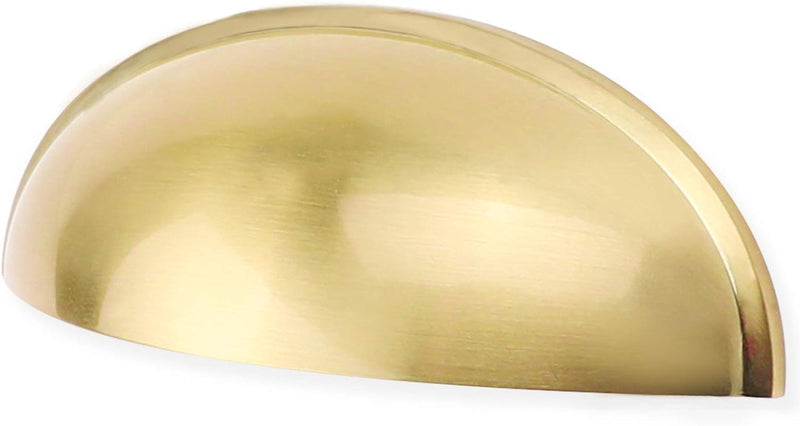 Goldenwarm 15 Pack Cabinet Hardware Modern Decorative Pulls 3'' Hole Centers Light Gold Cup Pulls for Dresser Drawers Light Brass Bin Cup Pulls Furniture Cupboard Door Hardware 15 packs Brushed Gold