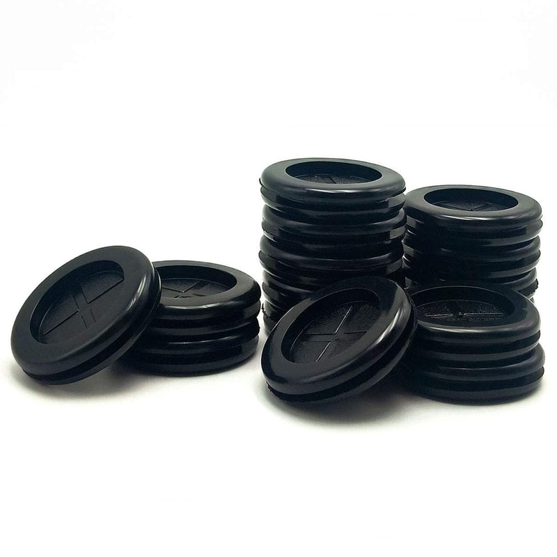 1-1/4 in Rubber Grommets for Wiring,1 in ID, Double-Sided Rubber Plugs for Holes Firewall Grommet Automotive, Wire Cable Protection for Metal Electric Box, 15 Pcs 25.4x30 mm, Black 1-1/4" DH,1" ID