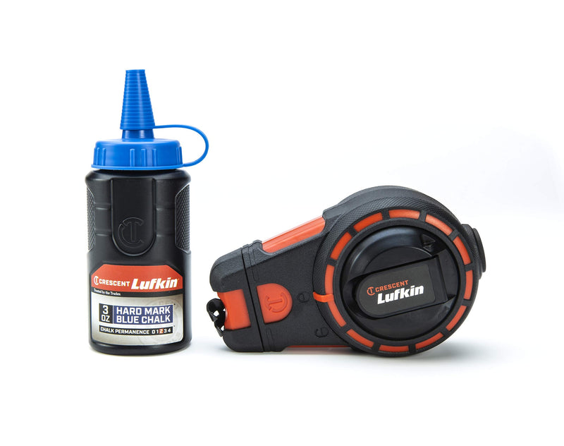Crescent Lufkin 100' Contractor Chalk Reel with HardMark Blue Chalk - CL100BA 1 Count (Pack of 1) 100' Contractor Reel