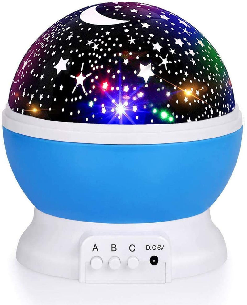 Night Light for Kids, Kids Night Light, Star Night Light, Nebula Star Projector 360 Degree Rotation - 4 LED Bulbs 12 Light Color Changing with USB Cable, Romantic Gifts for Men Women Children Blue