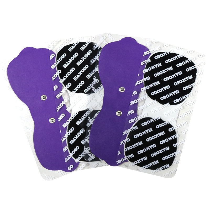Tens Unit Wireless Electrode Pads, MASTOGO Replacement Electrode Pads with Standard 3.5mm Snap-on Connectors (4PCS/Set) (Purple) Purple