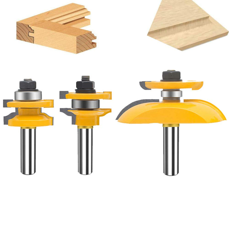 TATAIWAIN 1/2-Inch Shank 3 Bit Raised Panel Cabinet Door Router Bit Set Back-Cutter Panel Bits, Door Cabinet Drawer Cutter, Router Bits Sets Wood CNC Milling Tool for Woodworking(3)