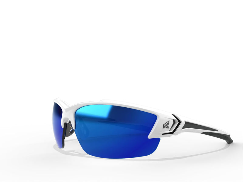 EDGE Khor G2 Z87 Safety Glasses for Men: Shatter Resistant Mens Sunglasses Polarized, Anti-Slip Flexible Frames, Nylon Lens Polarized Safety Glasses Standard White / Polarized Aqua Precision Blue Mirror