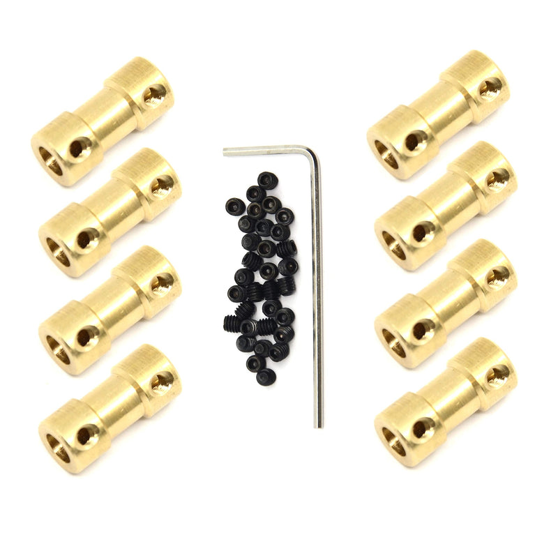 8pcs 4mm to 5mm Brass Shaft Coupling Joint Connector with Screws for Small Motor (4mm to 5mm)