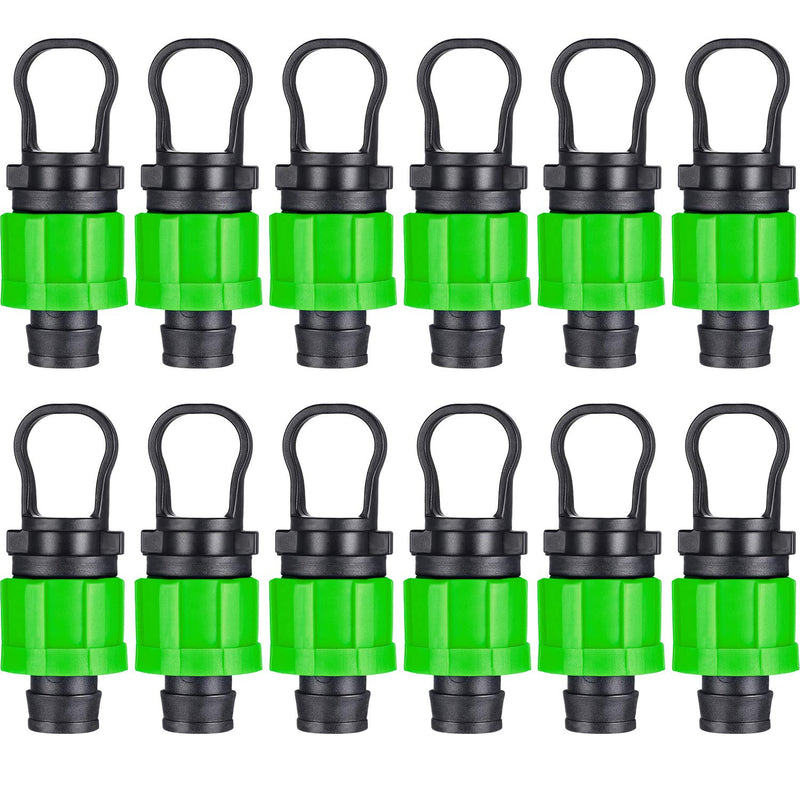 12 Pcs Drip Irrigation Tubing End Cap 1/2 Inch Universal Tubing End Cap Plug Drip Irrigation Coupling Drip Irrigation End Cap Fitting All Brands 16-17mm Drip Tape Tubing Sprinkler System Green