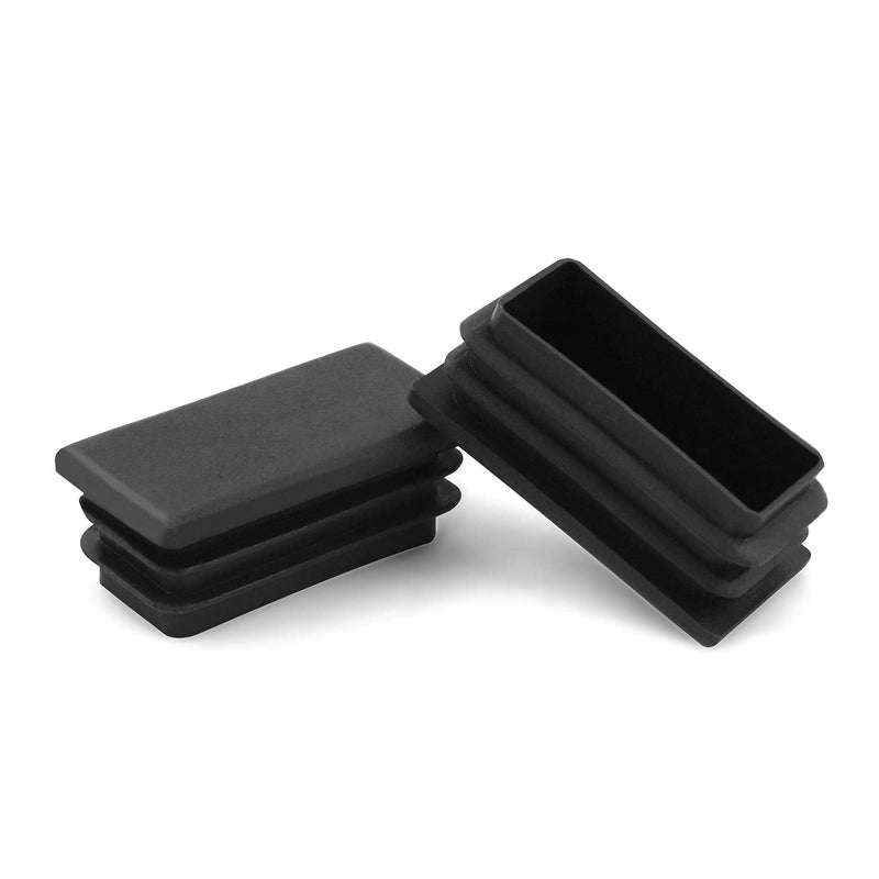 QWORK 10 PCS 1" X 2" Rectangle Black Plastic Plug End Cap for Pipe Tubing, Chair Leg 2.5 X 5cm