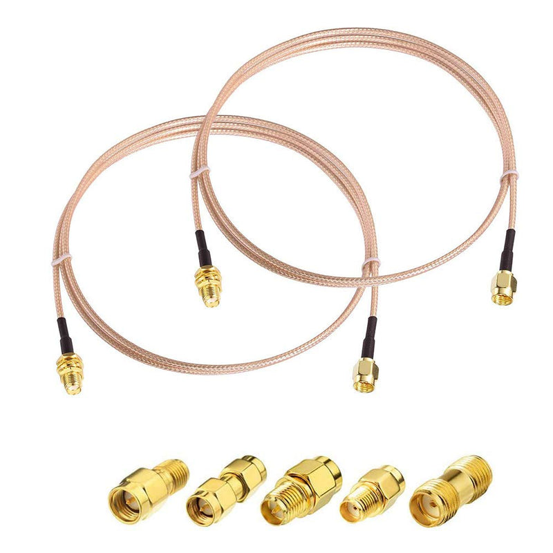 Superbat SMA Male to SMA Female RF Coaxial Coax Cable 12inches + 5pcs RF Coax Adapter Kit, SMA Cable + SMA to SMA/RPSMA Adapter KIT for WiFi/Ham Radio/GPS/3G 4G LTE Antenna,LNA and etc 30CM/12" 2-pack