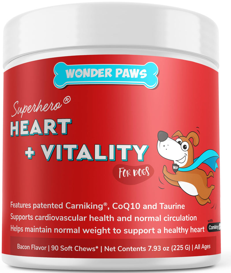 Cardio Support for Dogs – Cardiovascular Chews Heart Health, Circulation, Energy & Weight Management - with L-Carnitine, Hawthorn Berry, Coenzyme Q10 & Taurine for Dogs – 90 Soft Chews - PawsPlanet Australia