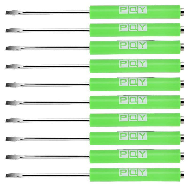 10pcs Mini Tops And Pocket Clips Pocket Screwdriver Strong Magnetic Slotted Screwdriver Green 10pcs