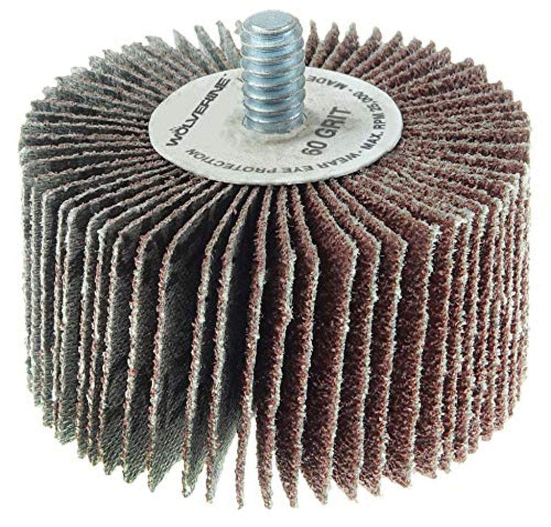 Weiler 30738 2" x 1" x 80AO Wolverine Coated Abrasive Flap Wheel, 1/4-20 Threaded Stem (Pack of 10) 2" Dia 80 Grit