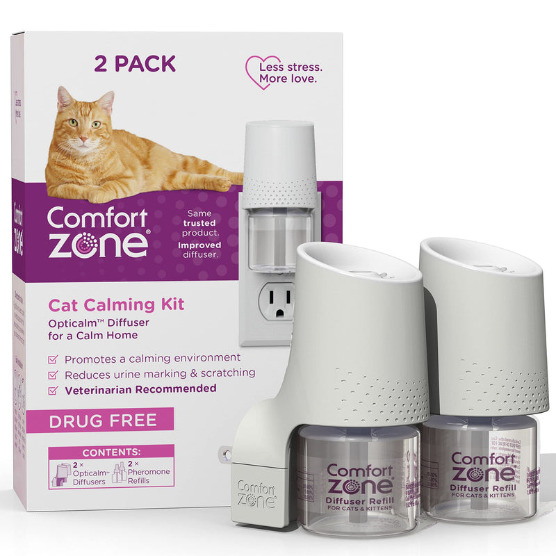 Comfort Zone 2 Diffusers Plus 2 Refills Cat Calming Kit (2-Room Pack) for a Calm Home | Veterinarian Recommend | De-Stress Your Cat and Reduce Spraying, Scratching, & Other Problematic Behaviors - PawsPlanet Australia