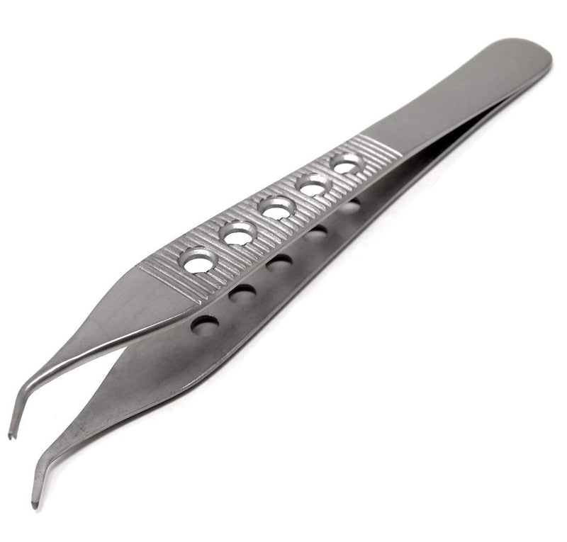 Premium Quality Adson Tissue 1x2teeth Forceps 4.75", Curved, Fenestrated Grip, Stainless Steel