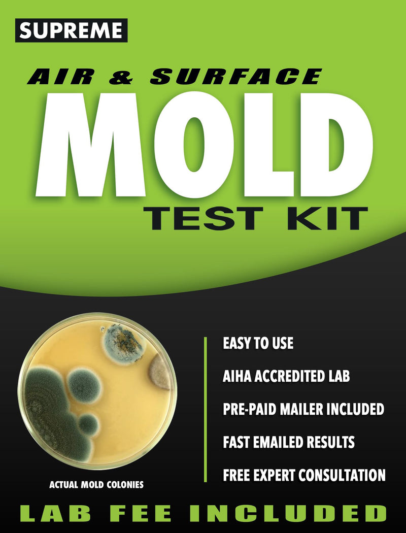 Supreme - DIY Mold Test Kit for Home Air Quality - Air and Surface Mold Testing - Pre-Paid Return Mailer and Expert Mold Consultation - Includes Professional Lab Analysis SP109
