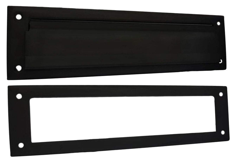 QCAA Solid Brass Mail Slot, with Solid Brass Interior Frame, 13" x 3.625", Matte Black, 1 Pack, Made in Taiwan 1pack(Matte Black)