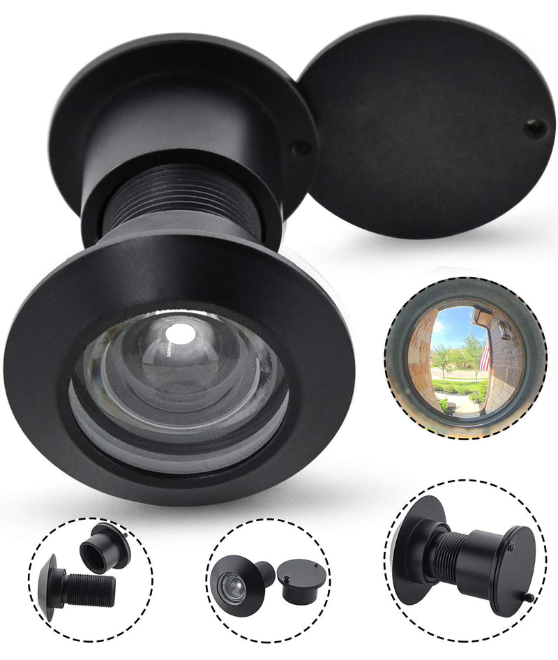 Earl Diamond - Solid Brass Door Peep Holes for Front Door, 220-Degree Door Viewer Peephole with Heavy Duty Rotating Privacy Peephole Cover for 1-21/32" to 2-1/8" Thick Door (Modern Black) Modern Black