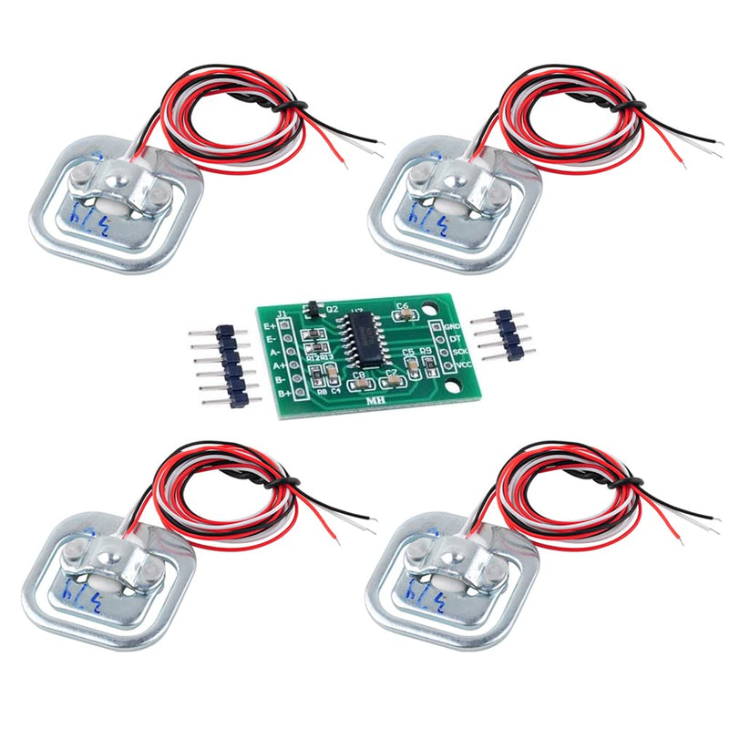 4pcs Load Cell 50kg Half Bridge Strain Gauge Human Body Digital Scale Weight Sensor + 1pc HX711 Amplifier AD Module for Arduino
