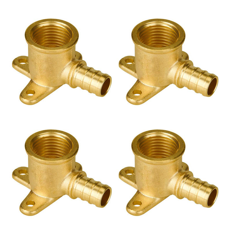 SUNGATOR 4-Pack Pex Drop Ear Elbow 1/2", Pex Fittings 1/2 inch Drop Ear, 1/2" Pex to 1/2" Female NPT, 1/2 inch Pex Shower Head Fittings, No Lead Brass, ASTM F1807 1/2 Inch, 4 Pack
