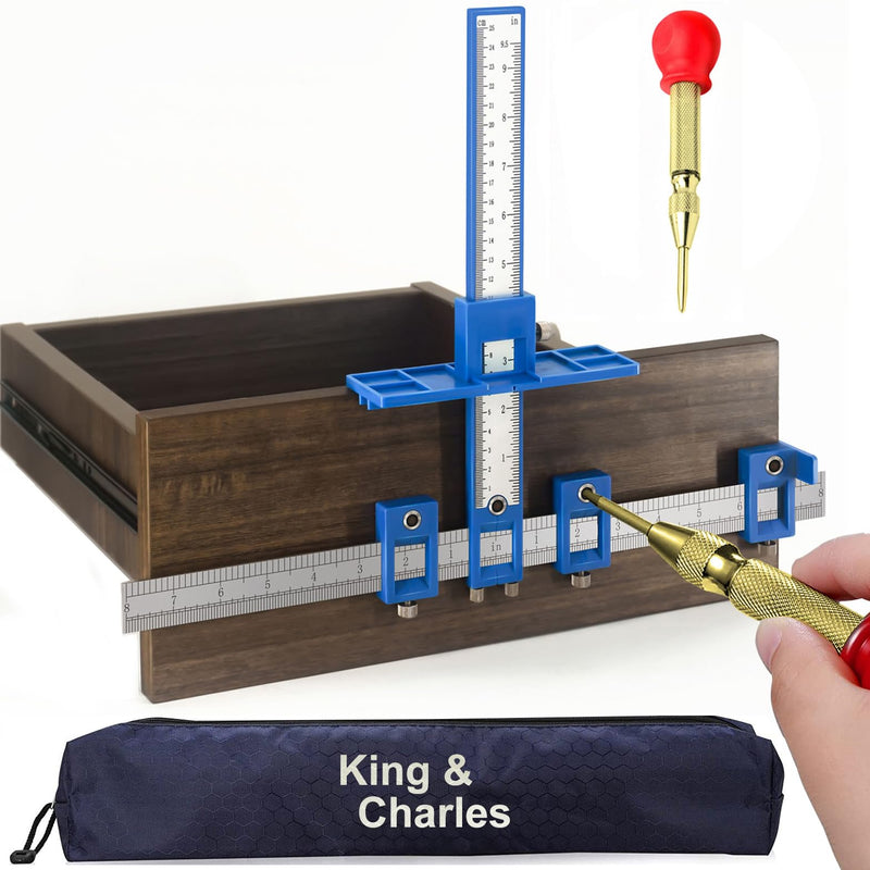King&Charles Cabinet Hardware Jig, Cabinet Handle Jig with Automatic Center Punch, Cabinet Jig for Handles and Pulls on Drawers/Cabinets, Cabinet Hardware Template Tool Perfect Set. ABS - NewNest Australia
