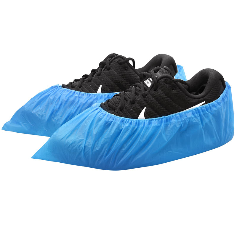 Hitituto Shoe Covers Disposable Non-slip for Indoors -100 Pieces (50 Pairs) Waterproof Premium CPE Booties Shoes Protectors Coverings, fits up to size 11 US Men and 13 US Women, Blue, Large Cpe 100. Pcs