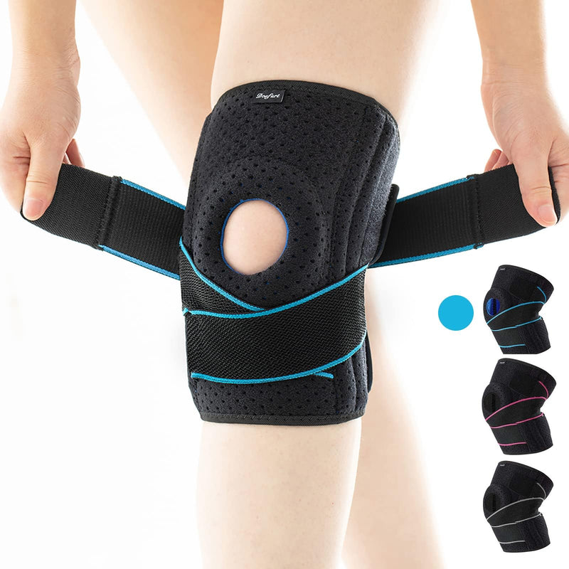 DOUFURT Knee Brace for Women & Men Meniscus Tear, Plus Size Knee Braces for Knee Pain Relief, Arthritis, Compression Knee Support Side Stabilizers Large (Pack of 1) Blue & Black
