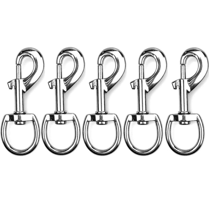 5pcs 3.5'' by 1/2-Inch Round Steel Swivel Eye Bolt Snap Hook - Use for Pet Leash Flag Pole Key Chain Clothlines Tarp Cover,Nickel Plated (3.5",5pcs)
