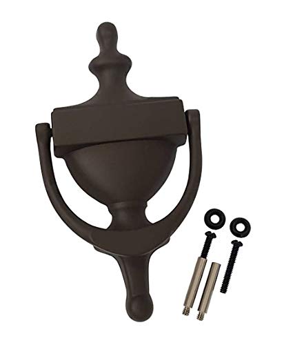 QCAA Solid Brass Door Knocker, 7", US10B ORB Oil Rubbed Bronze, Made in Taiwan, 1 Pack