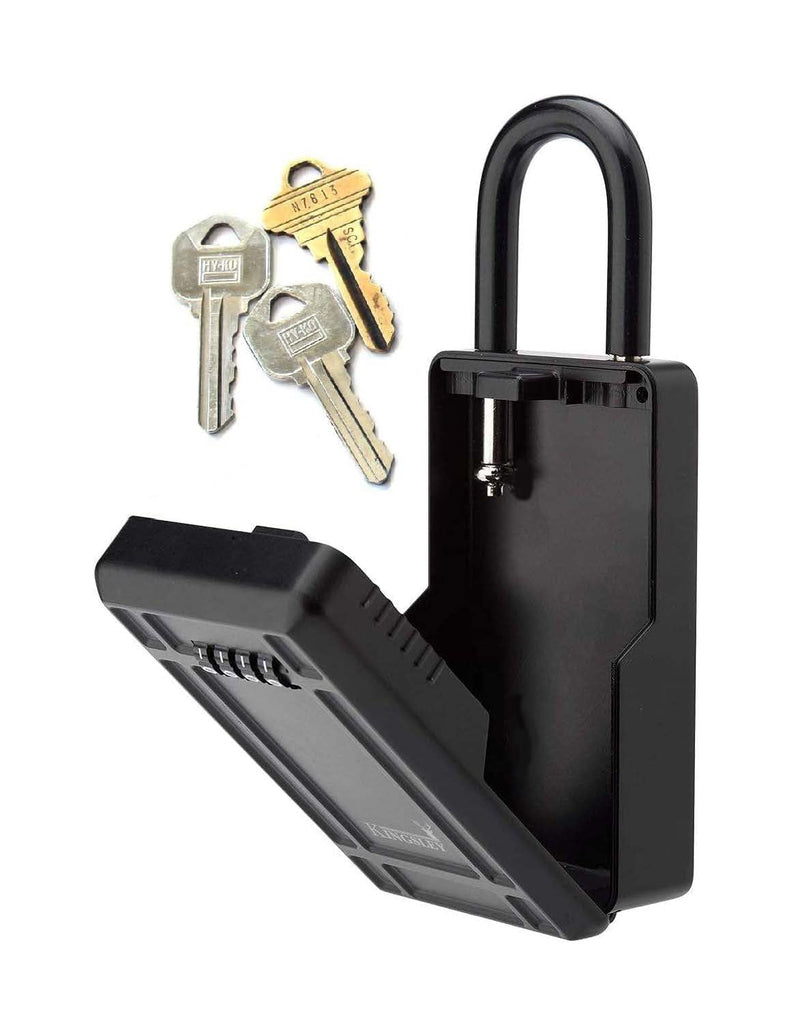 Kingsley KL313 Large Capacity Key Storage Box with Resettable Code, Water Resistant Realtor Key Lock Box for Spare Keys, Lock Box for Home, Apartment, AirBnB Large Hanging Lock Box