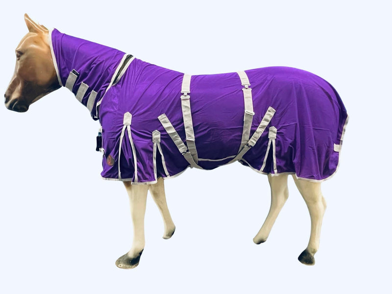 Heavy Duty Horse Fly Sheet with Neck and Detachable Belly Band | Summer Sheet (76, Purple) 76