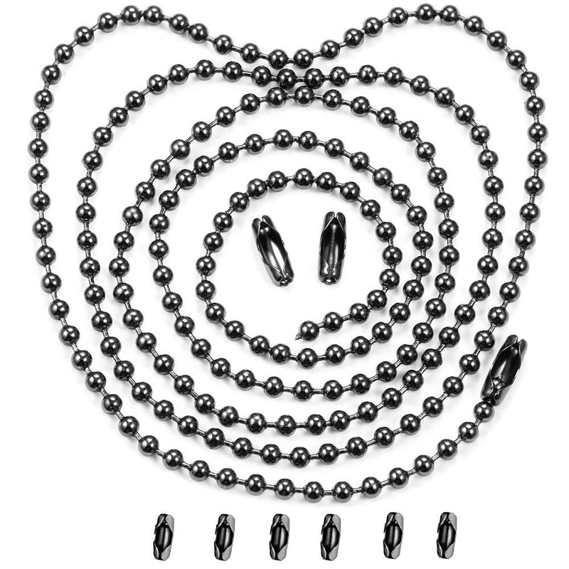 Vinaco Pull Chain Extension, 2 Pack 36" Stainless Steel Ceiling Fan Pull Chain, Strong Bearing & Rustproof, 6 Size Light Chain Pull Extender with 6 Solid Matching Connectors 36inch Black